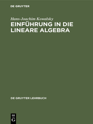 cover image of Einführung in die lineare Algebra
